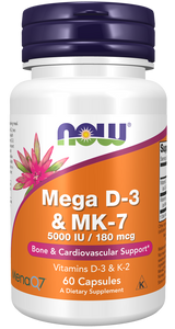 NOW Mega D-3 & MK-7 5000IU/180mcg 60 C