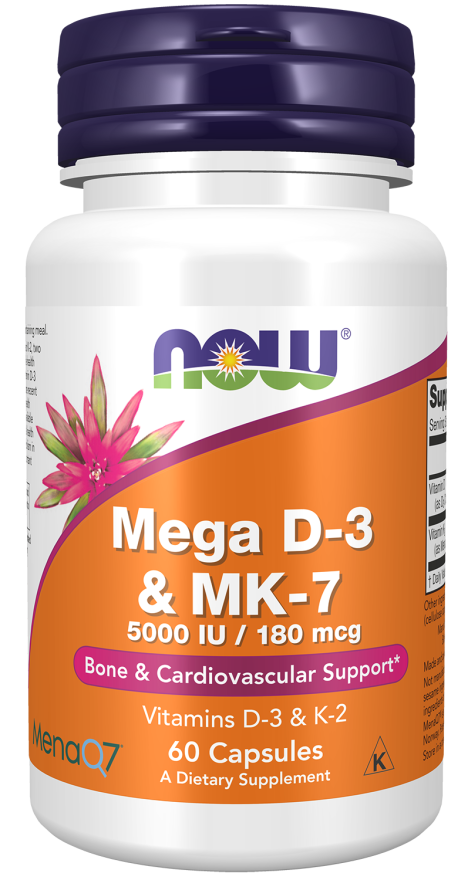 NOW Mega D-3 & MK-7 5000IU/180mcg 60 C