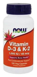 Now Vitamin D-3& K-2 1,000 IU 120c