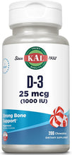Load image into Gallery viewer, KAL Vitamin-D3 Peppermint Flavor 1000 IU 200 C
