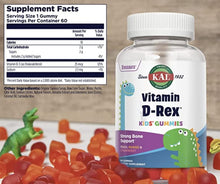 Load image into Gallery viewer, KAL Vitamin-D Rex Gummies 60 C
