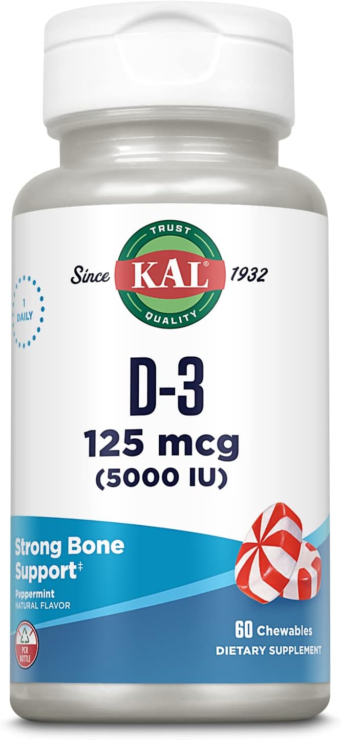 KAL Ultra Vitamin D-3 Peppermint Flavor 5000 IU 60 C