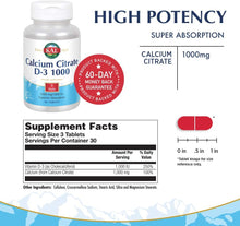 Load image into Gallery viewer, KAL Calcium Citrate D-3 1000mg/25mcg 90 T
