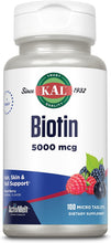 Load image into Gallery viewer, KAL Biotin Mixed Berry 5000 mcg 100 T
