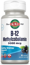 Load image into Gallery viewer, KAL Vitamin B-12 Methylcobalamin 5000 mcg 60 L
