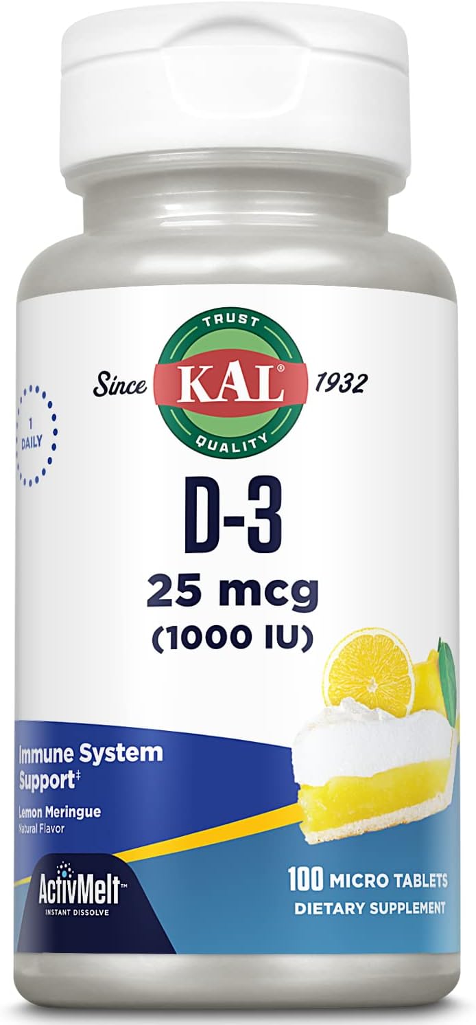 KAL 1000 IU 25 mcg Lemon D3 100 Tb