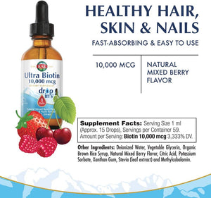 KAL Ultra Biotin Mixed Berry Flavor 10000 mcg 2 oz