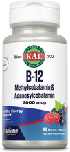 Load image into Gallery viewer, KAL Vitamin B-12 Methylco+Adenosyl Mixed Berry 60 T
