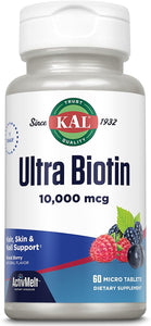 KAL Ultra Biotin Mixed Berry Flavor 10000 mcg 60 T