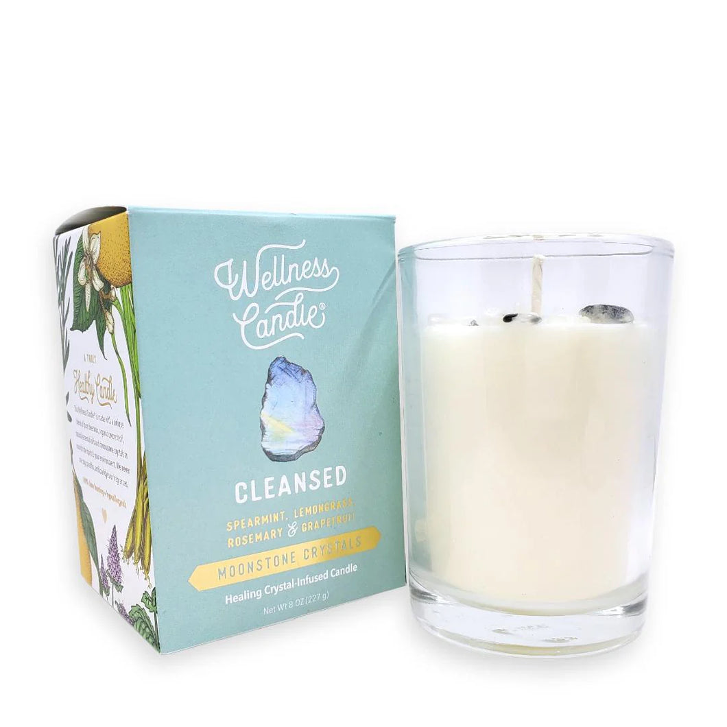 Wellness Candle Moonstone Crystal 8oz