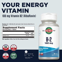 Load image into Gallery viewer, KAL Vitamin B-2 100 mg 60 T
