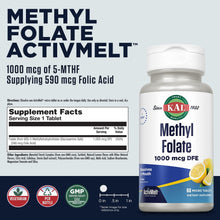 Load image into Gallery viewer, KAL Methyl Folate Lemon Flavor 1000 mcg 60 C
