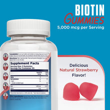 Load image into Gallery viewer, KAL Biotin Strawberry Gummies 5000 mcg 60 C
