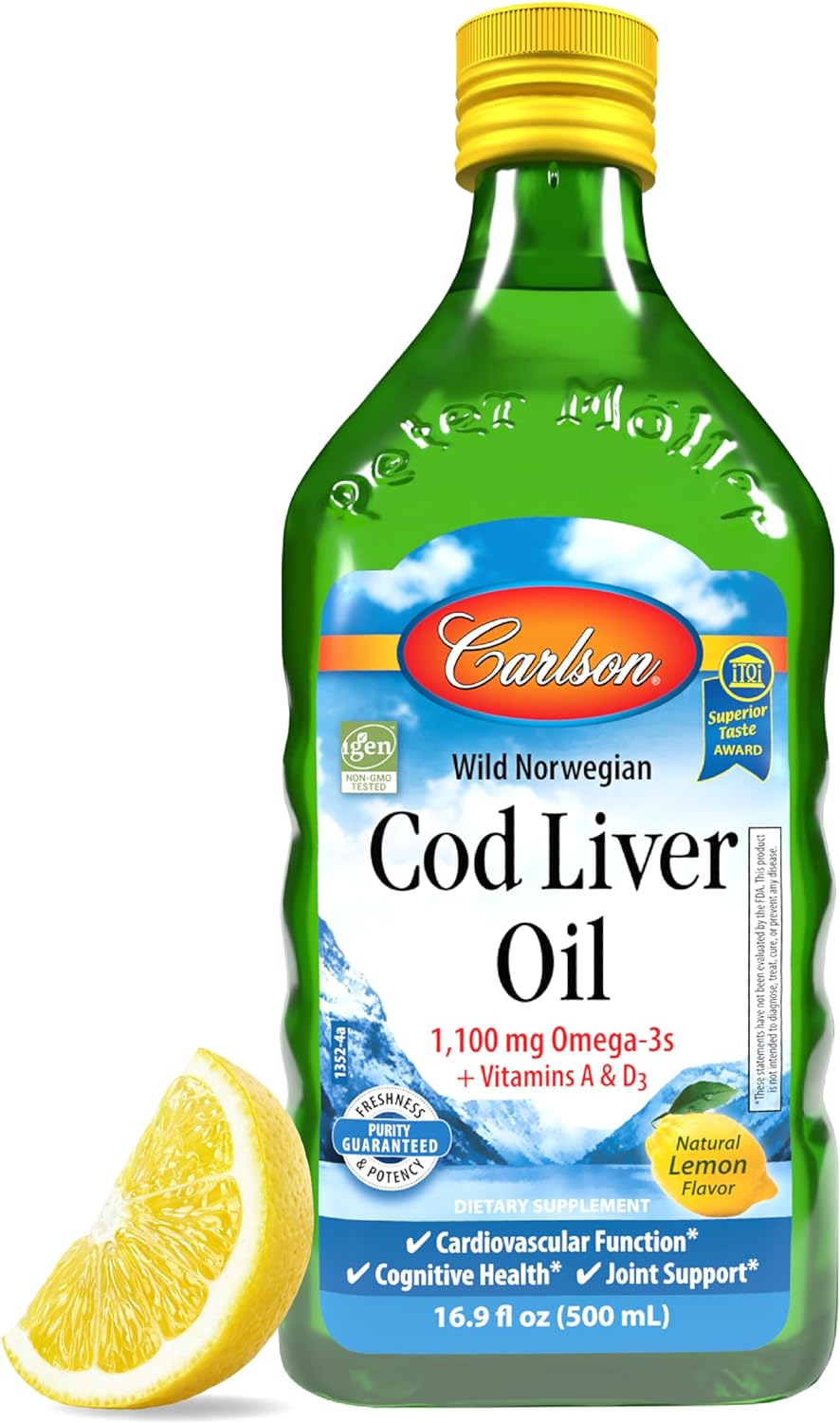 Carlson Cod Liver Oil Omega-3 + Vitamins A & D3 1100mg