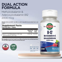 Load image into Gallery viewer, KAL Vitamin B-12 Methylco+Adenosyl Mixed Berry 60 T
