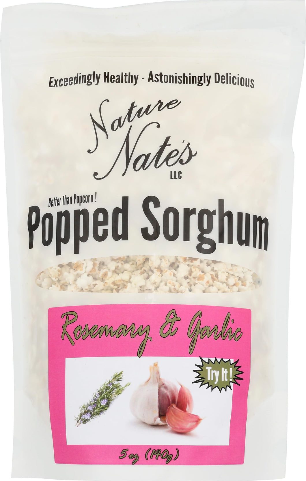 Nature Nate's Popped Sorghum Rosemary & Garlic 5oz