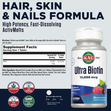 Load image into Gallery viewer, KAL Ultra Biotin Mixed Berry Flavor 10000 mcg 60 T
