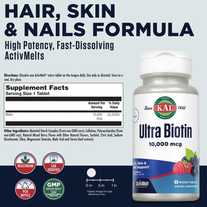 KAL Ultra Biotin Mixed Berry Flavor 10000 mcg 60 T