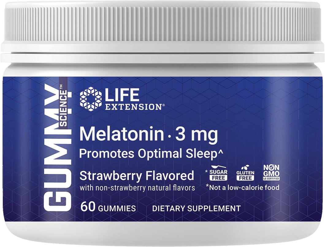 Life Extension Melatonin Gummies Strawberry Flavor 3 mg