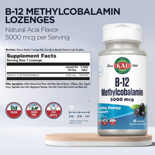 Load image into Gallery viewer, KAL Vitamin B-12 Methylcobalamin 5000 mcg 60 L
