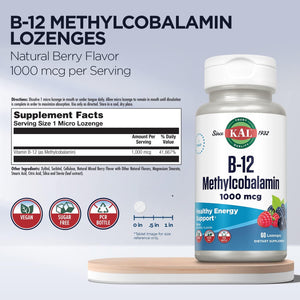 KAL Vitamin B-12 Methylcobalamin 1000 mcg 60 L