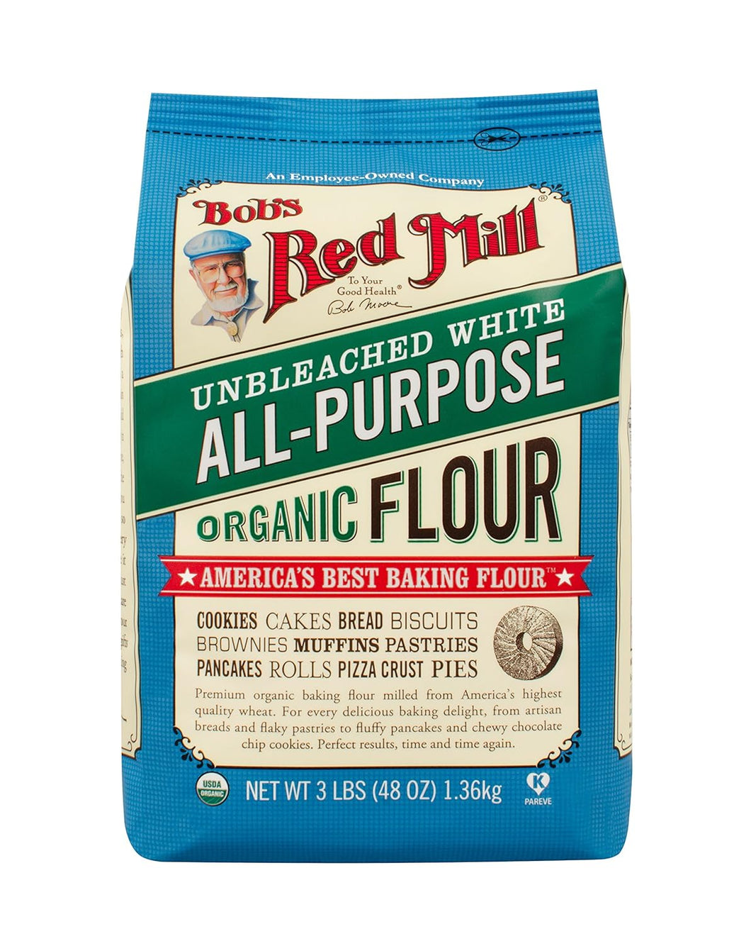 BRM Org Unbleach W Flour 3lb