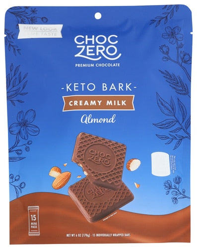 Choc Zero Keto Bark Milk Almond 6 oz