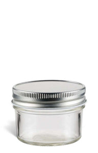 Clear Mason Jar w/Silver 1-piece Lid 4oz