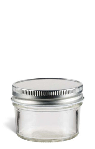 Clear Mason Jar w/Silver 1-piece Lid 4oz