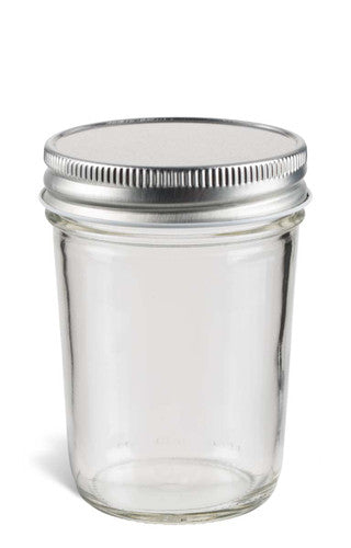 Clear Tapered Mason Jar w/ 1 piece Silver Lid 8oz