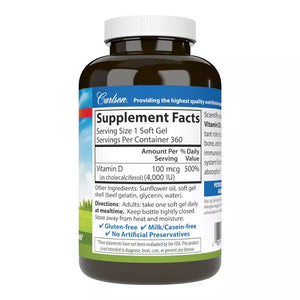 Carlson Vitamin D3 4000iu 360 Sg