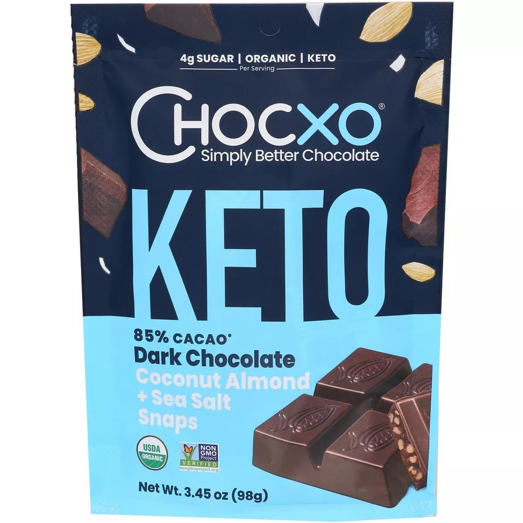 Chocxo Organic Dark Chocolate Coconut Almond Sea Salt Snaps