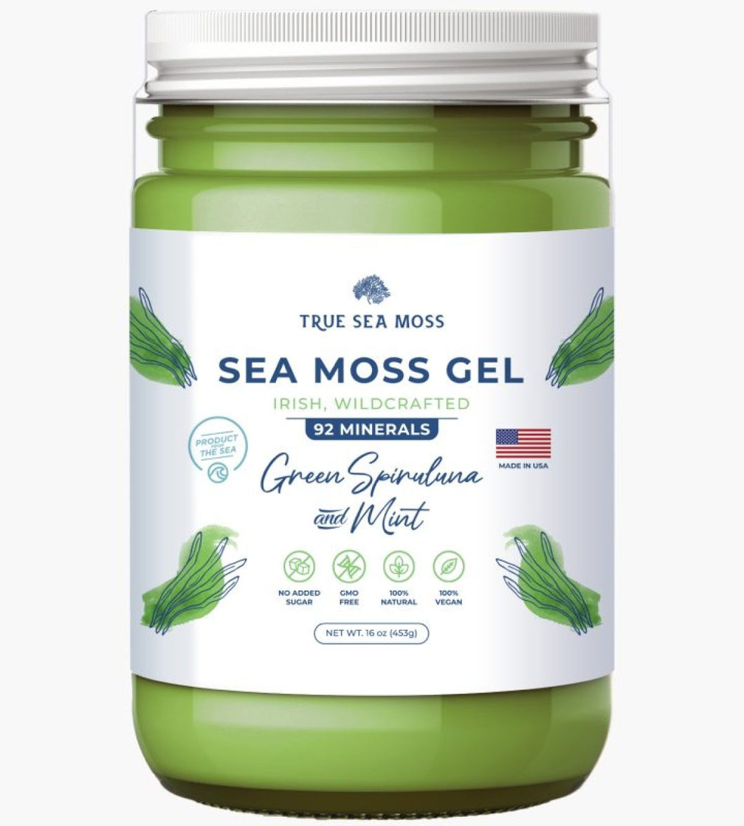 TSM Sea Moss Gel Green Spirulina and Mint 16 fl oz