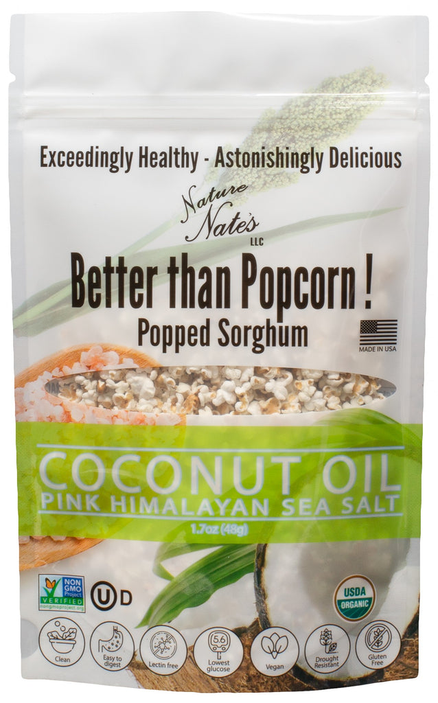 Nature Nate's Popped Sorghum Coconut Oil & Pink Himalayan Sea Salt 4.3oz