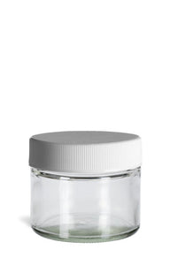 Clear Cream Jar WWhite Lid1oz