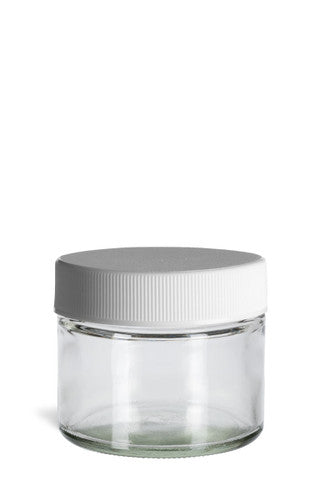 Clear Cream Jar WWhite Lid1oz
