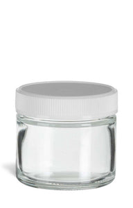 Clear Cream Jar WWhite Lid2oz