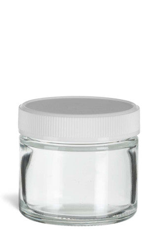 Clear Cream Jar WWhite Lid2oz