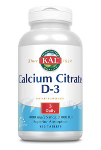 KAL Calcium Citrate+ Vitamin D3 1000mg 180 T
