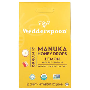 Wedderspoon Organic Manuka Honey Drops Lemon