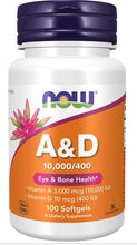 Load image into Gallery viewer, NOW Vitamin A&amp;D 10,000/400
