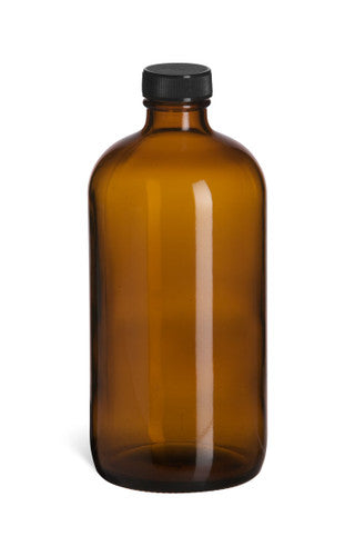 Amber Bottle w/Black Lid 16oz