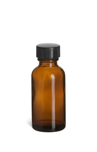 Amber Bottle w/Black Lid 1oz