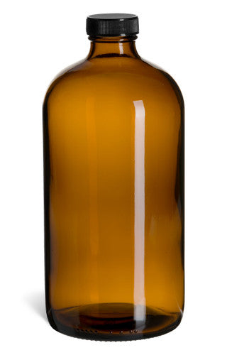 Amber Jug w/Black Cap 32oz