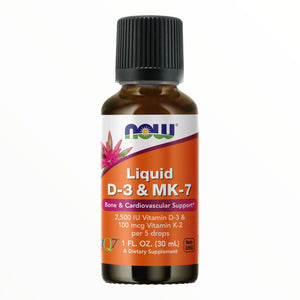 NOW Liquid 2,500 IU D-3 & 100 mcg MK-7 Mint Flavor 1 fl oz.