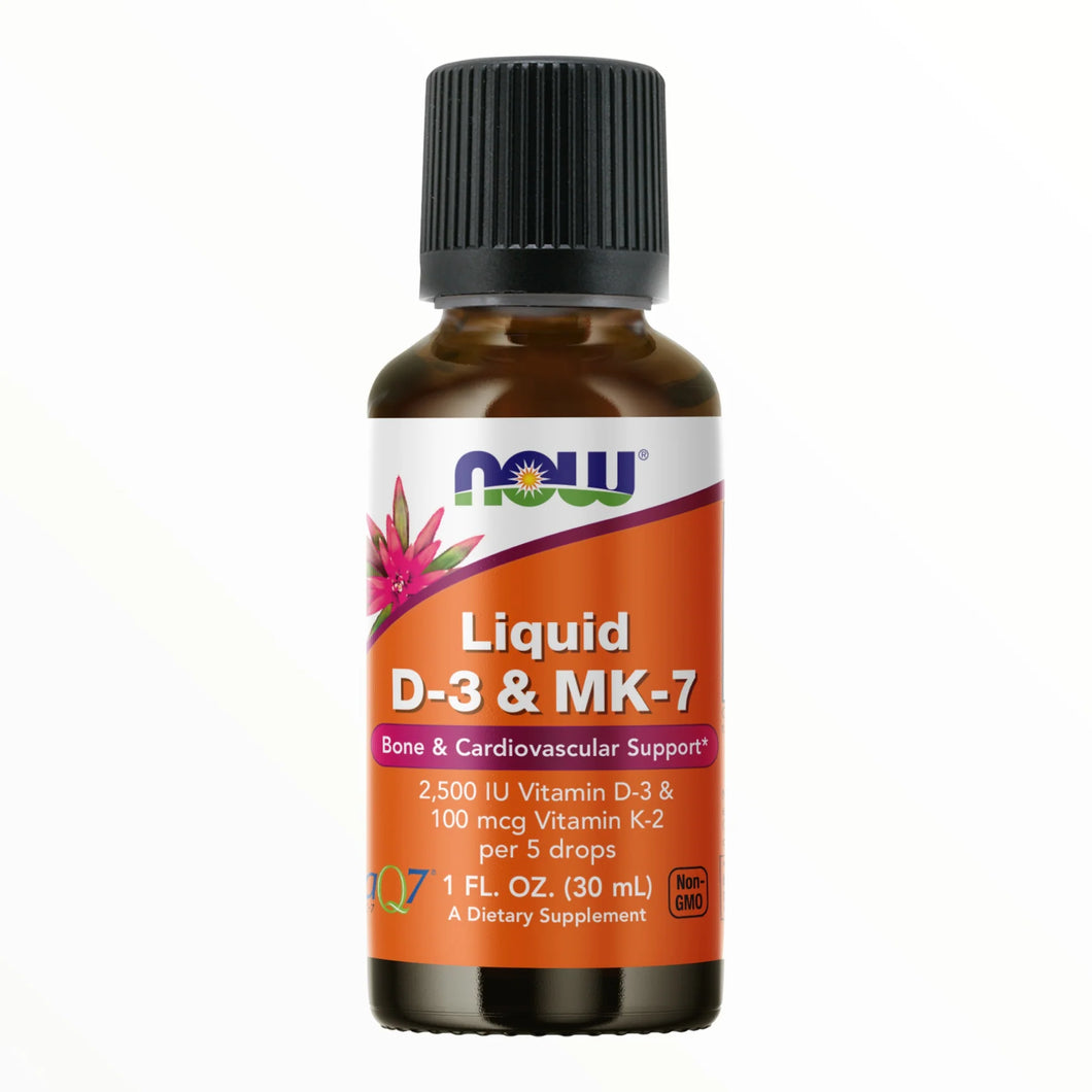 NOW Liquid 2,500 IU D-3 & 100 mcg MK-7 Mint Flavor 1 fl oz.