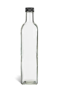 Clear Bottle Square 17ozBlkCap
