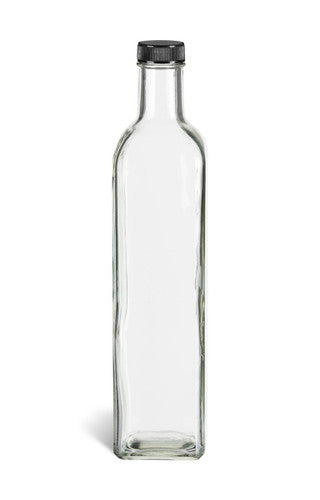 Clear Bottle Square 17ozBlkCap