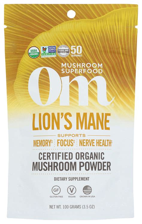 OM Organic Lion's Mane Mushroom Powder 2000mg